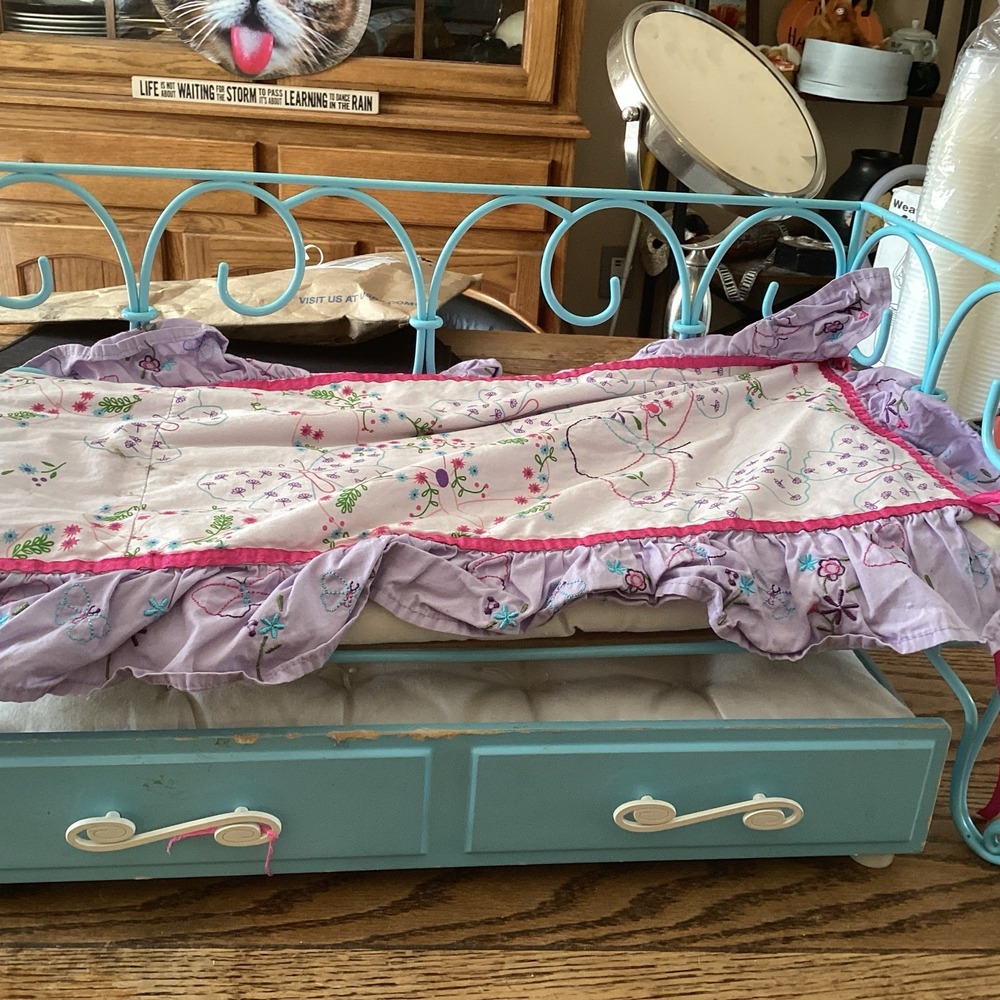 American Girl Brand Doll Blue Metal Daybed Trundle Bed Furniture Paola Reina